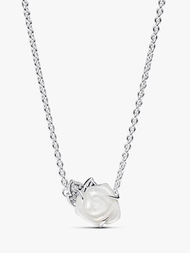 Fehér virágzó rózsa collier nyaklánc