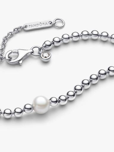 Kezelt édesvízi tenyésztett gyöngy és fémgyöngyök collier nyaklánc