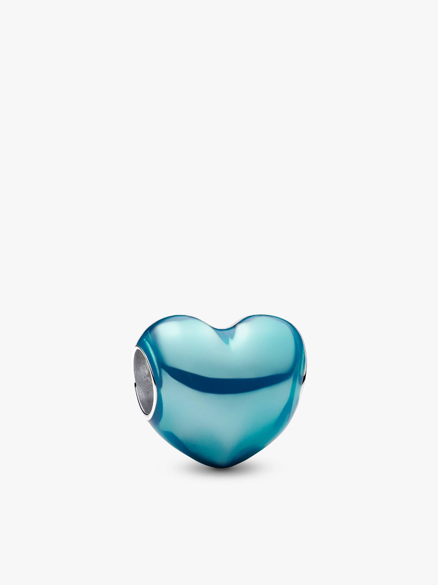 Metál hatású égszínkék szív charm
