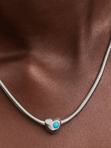 Türkizkék köves gravírozható szív charm