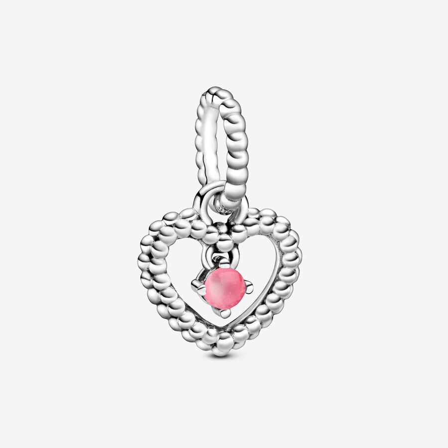 Sziromrózsaszín gyöngyös szív függő charm image number 0