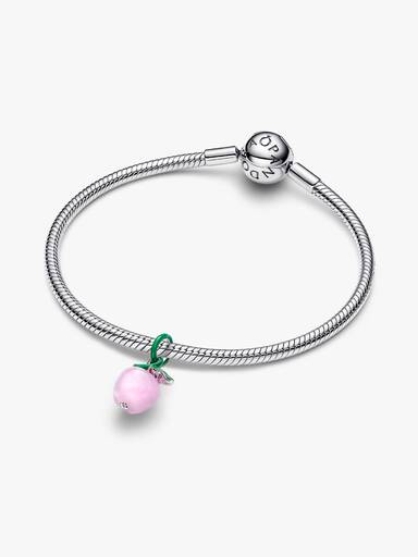 Rózsaszín muranói üveg alma charm