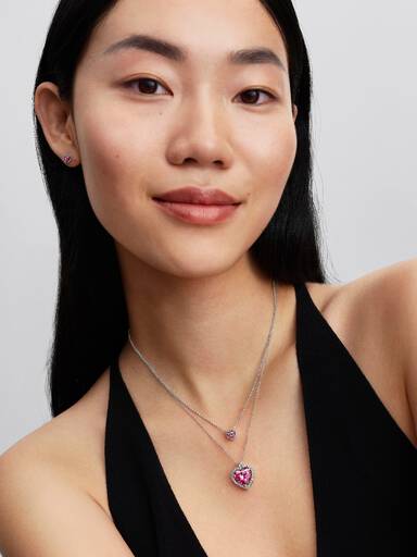 Rózsaszín glória szív collier nyaklánc