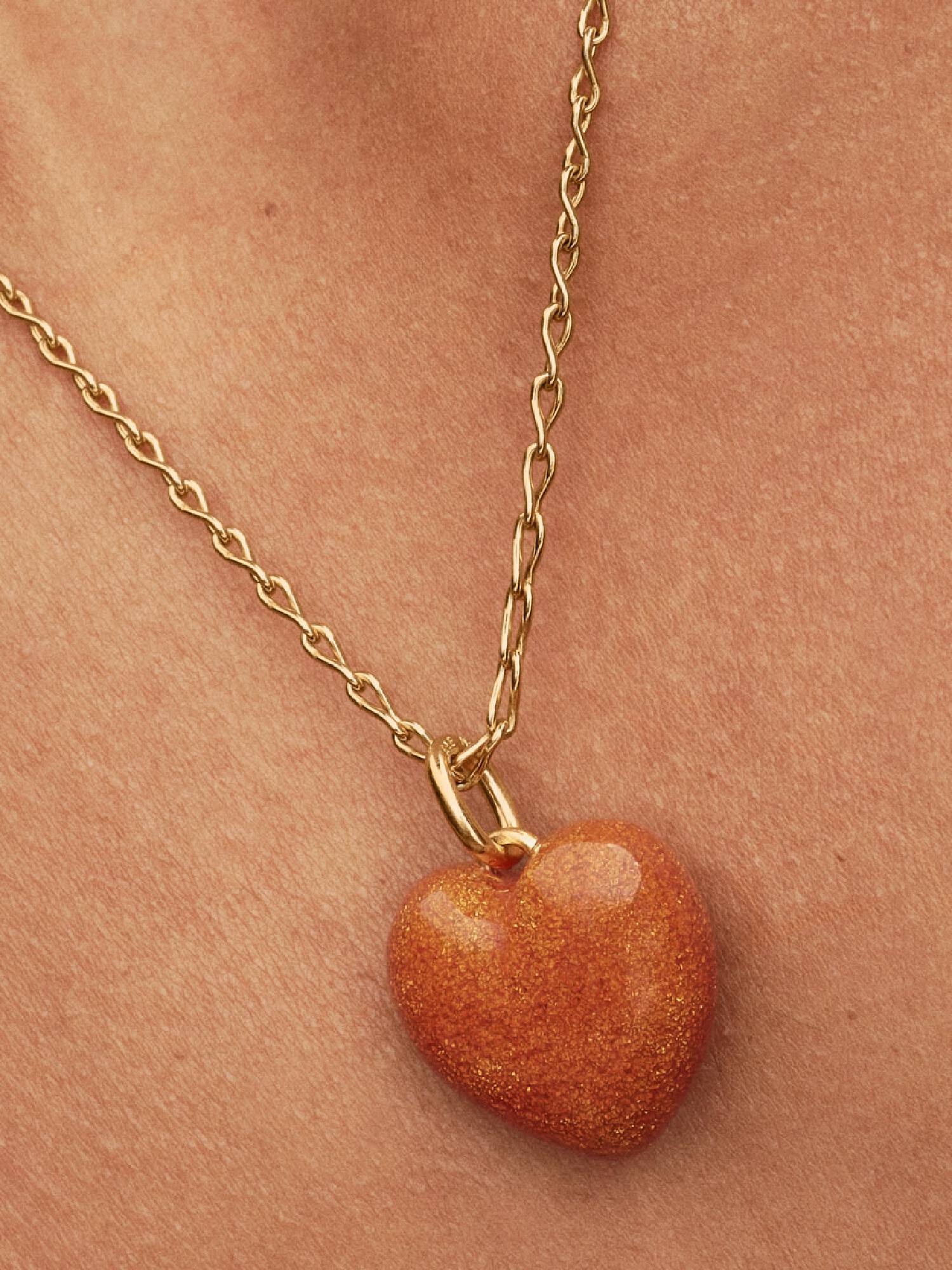Narancssárga szív függő charm