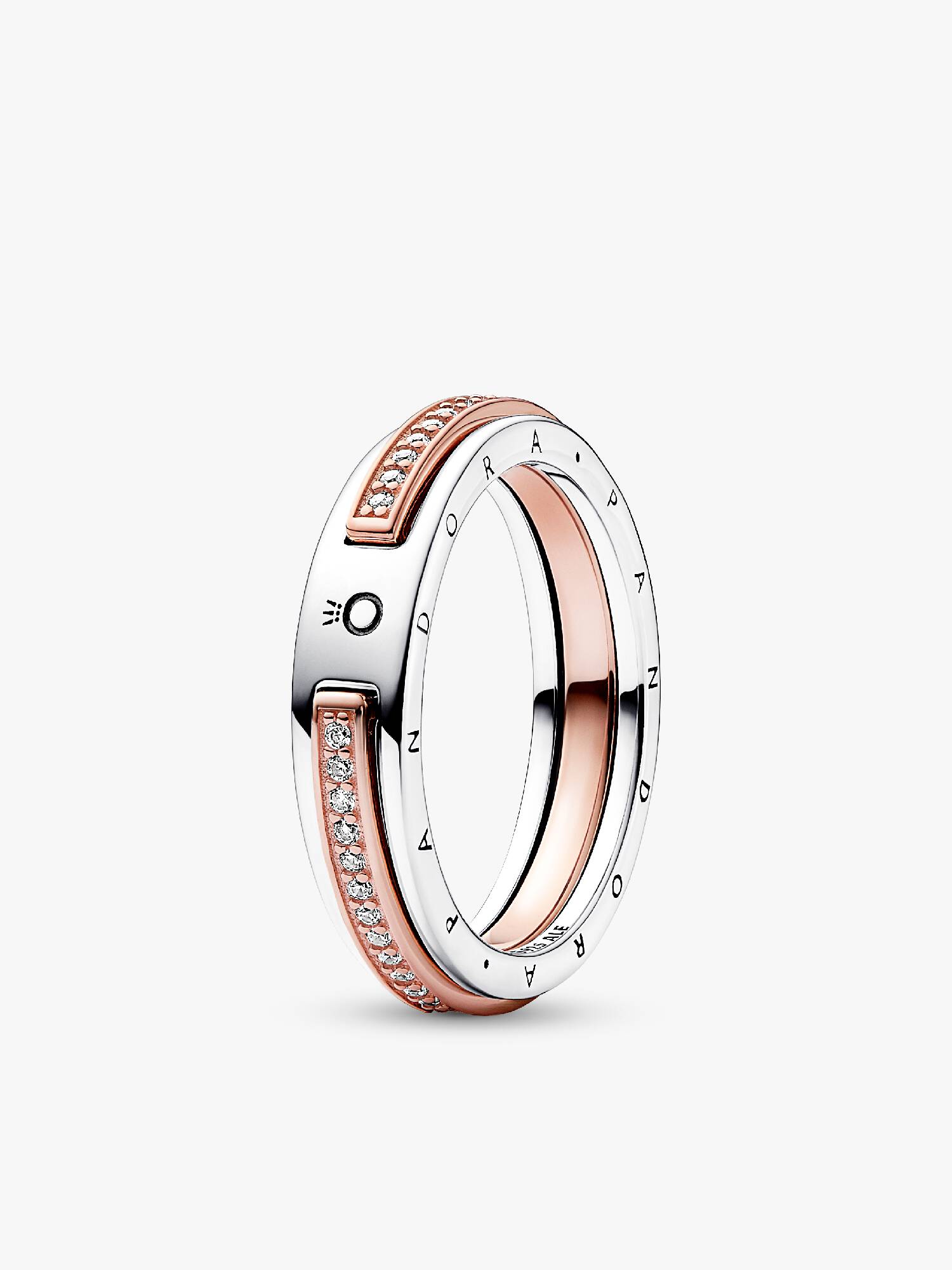 Pandora Signature Kéttónusú logó és pavé gyűrű