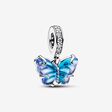 Kék muranói üveg pillangó függő charm