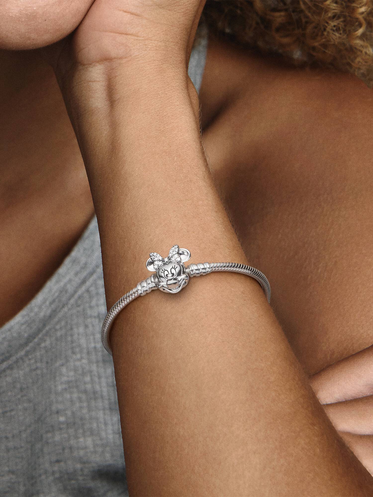 Disney, Pandora Moments kígyólánc karkötő Pavé Minnie Egér zárral