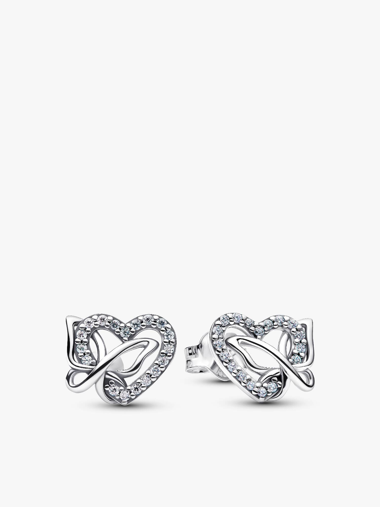 Összefonódó szív és pillangó gombfülbevaló 