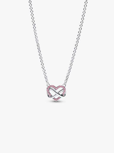 Szikrázó rózsaszín végtelenjel szív collier nyaklánc
