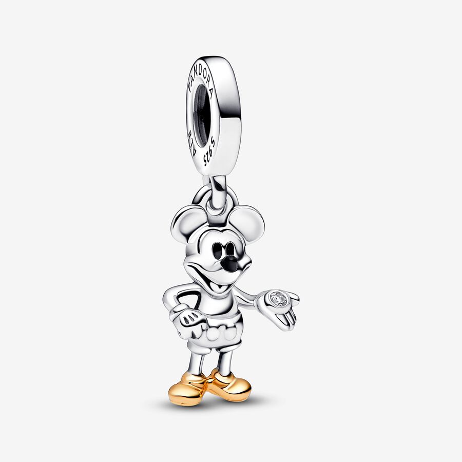 Disney 100. évfordulós Mickey egér laboratóriumi gyémánt függő charm image number 0
