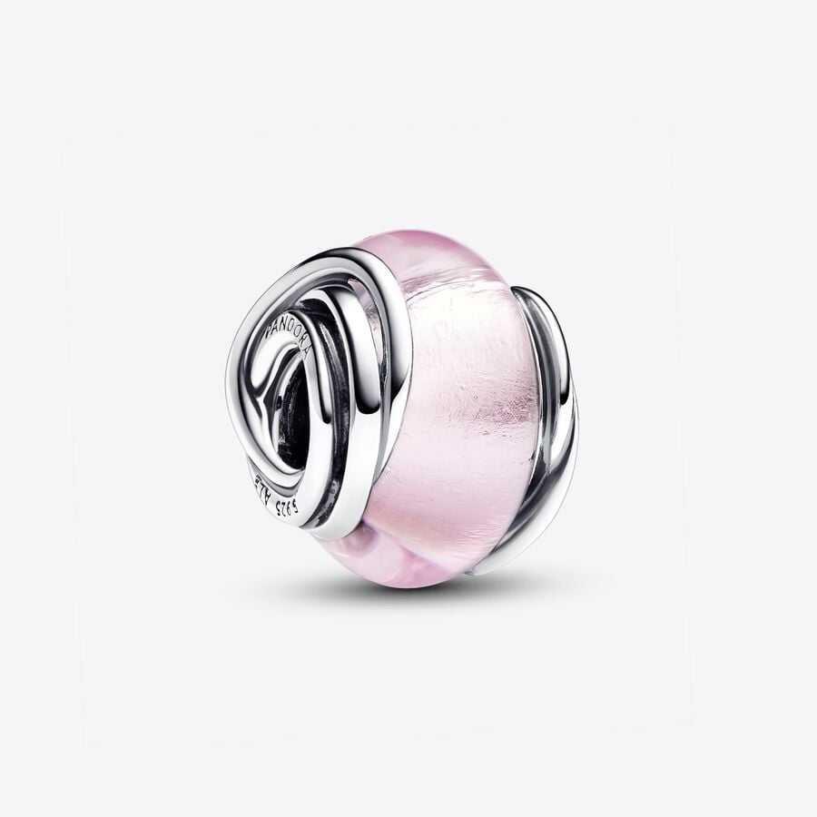Körülölelt rózsaszín muranói üveg charm image number 0