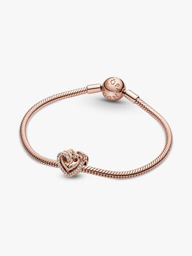 Szikrázó összefonódó szívek charm