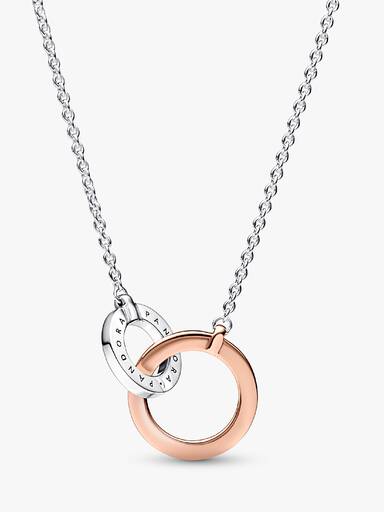 Pandora Signature kéttónusú összefonódó karika nyaklánc