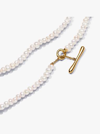 Kezelt édesvízi tenyésztett gyöngyök T-kapcsos collier nyaklánc
