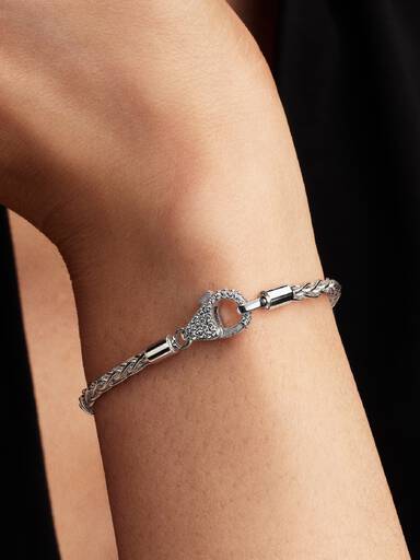 Pavé kapcsos rókafark láncos charm karkötő