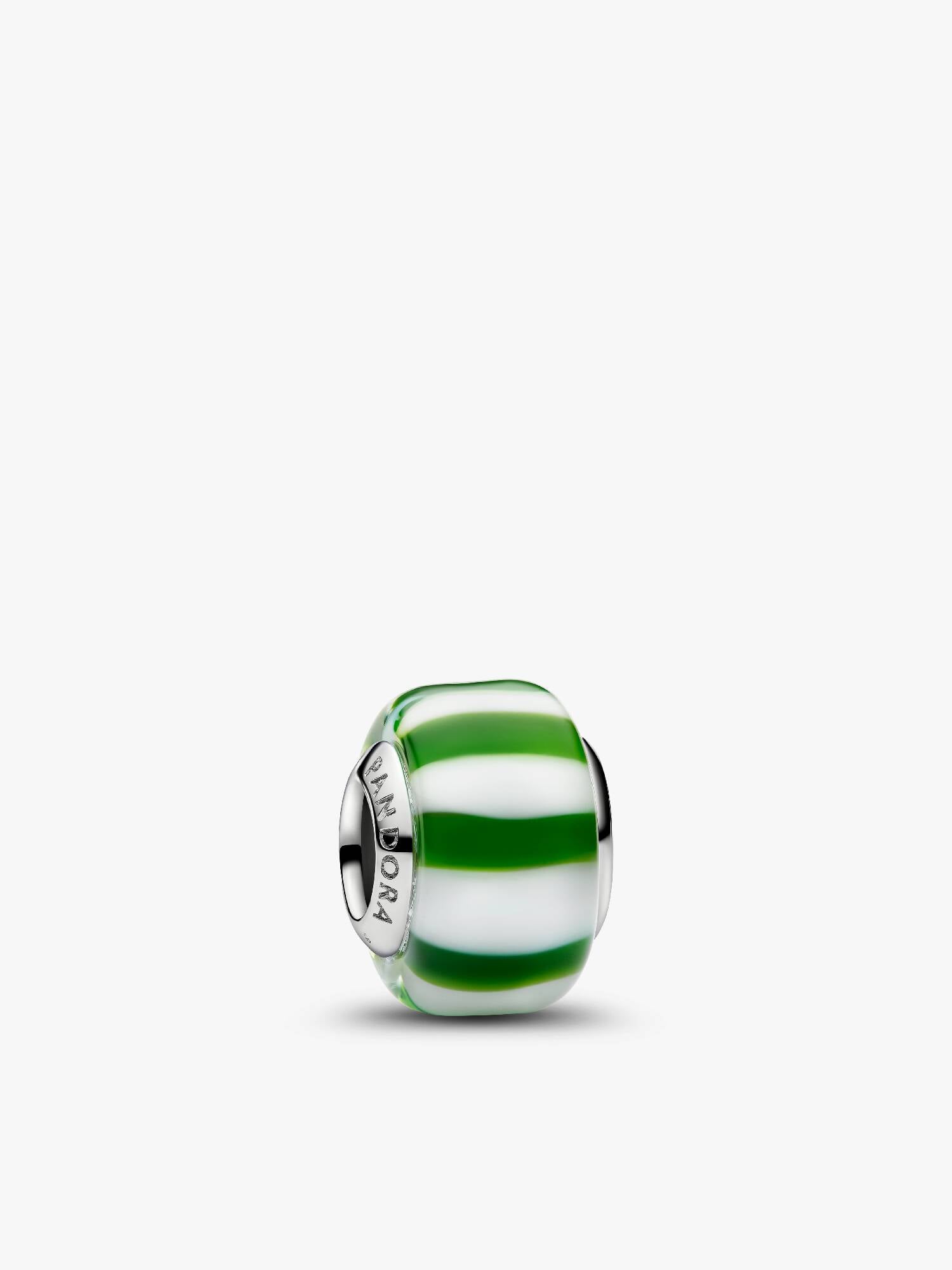 Zöld borsmenta muranói üveg charm, Platina bevonat