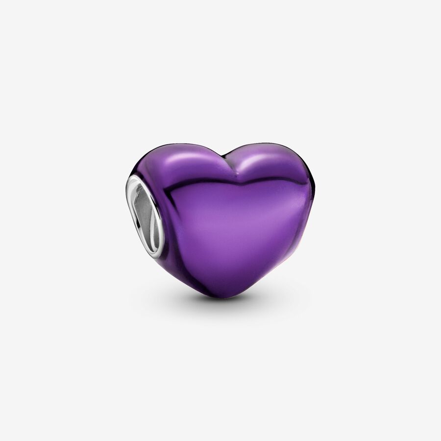 Metál hatású lila szív charm image number 0