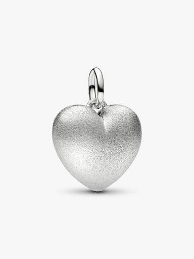 Matt szív függő charm, Platina bevonat