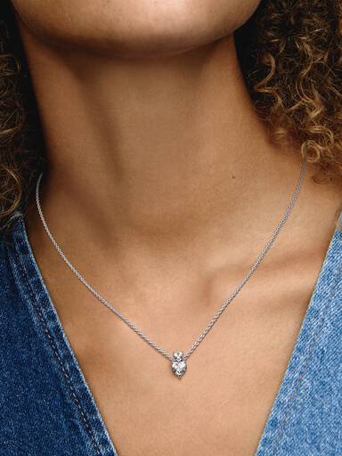 Dupla szív medálos szikrázó collier nyaklánc