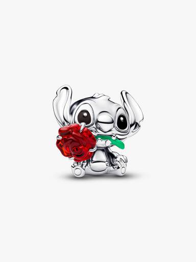 Disney Stictch és rózsa muranói üveg charm