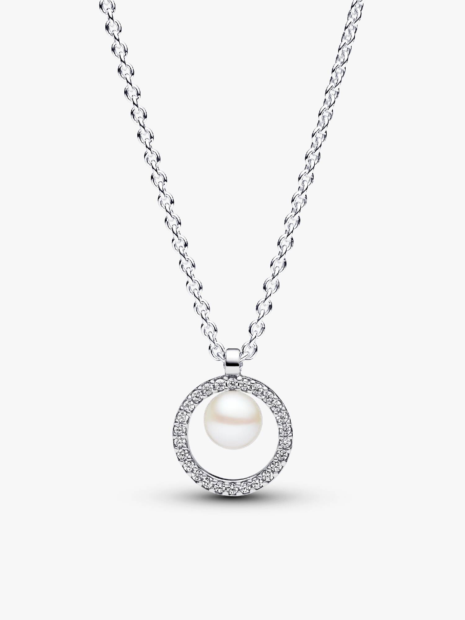Kezelt édesvízi tenyésztett gyöngy és pavé collier nyaklánc