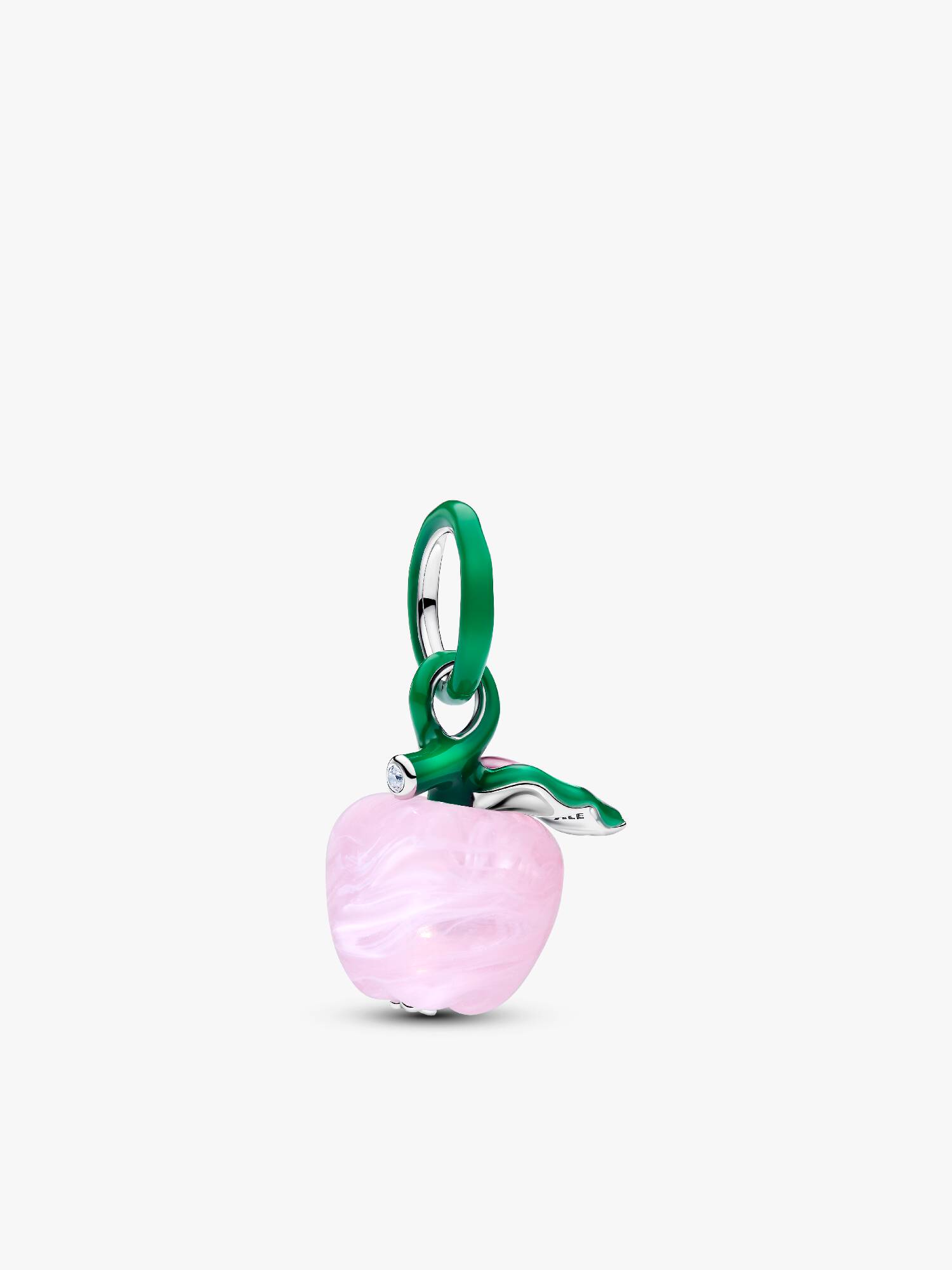 Rózsaszín muranói üveg alma charm