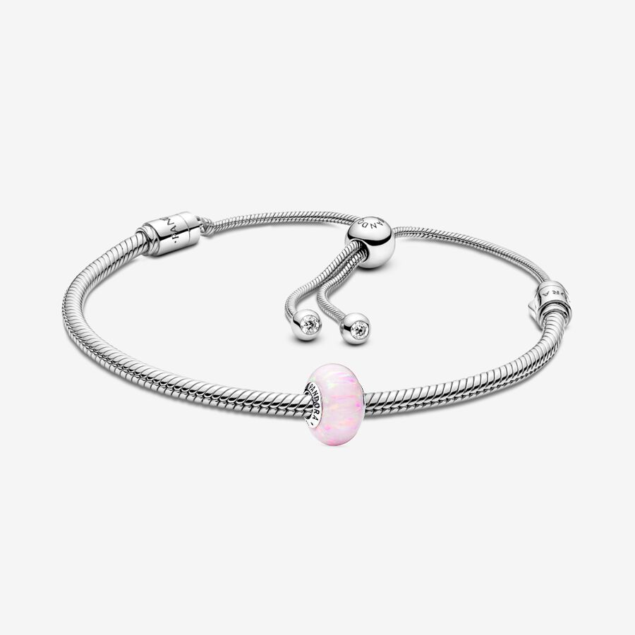 Opálfényű rózsaszín charm és karkötő ajándék szett image number 0